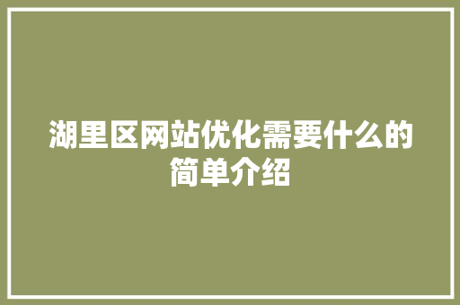 湖里区网站优化需要什么的简单介绍 湖里区网站优化需要什么的简单介绍 必应SEO