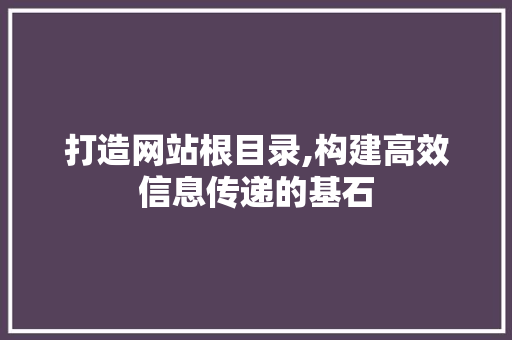 打造网站根目录,构建高效信息传递的基石