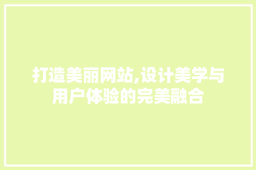 打造美丽网站,设计美学与用户体验的完美融合