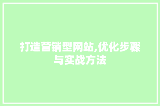 打造营销型网站,优化步骤与实战方法