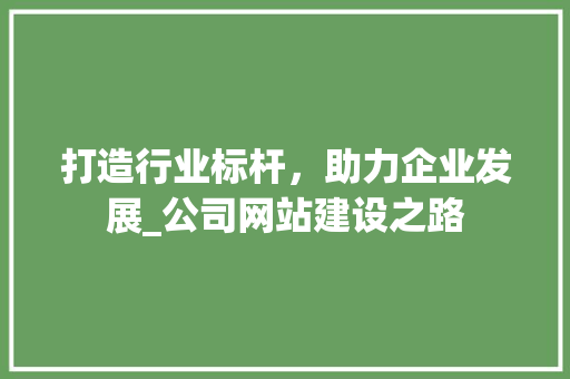 打造行业标杆，助力企业发展_公司网站建设之路