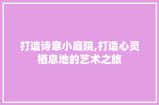 打造诗意小庭院,打造心灵栖息地的艺术之旅