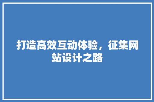 打造高效互动体验，征集网站设计之路