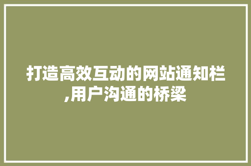 打造高效互动的网站通知栏,用户沟通的桥梁