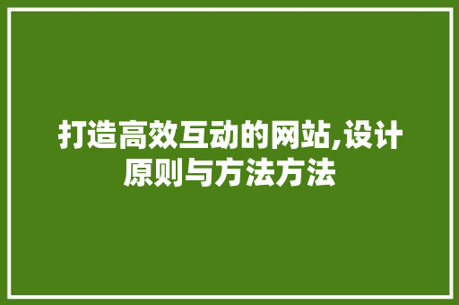 打造高效互动的网站,设计原则与方法方法