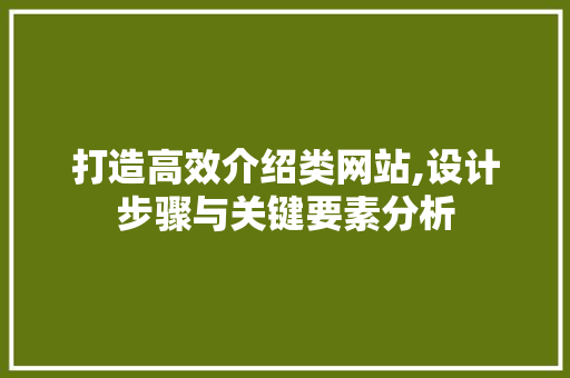 打造高效介绍类网站,设计步骤与关键要素分析