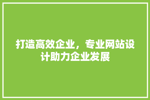 打造高效企业，专业网站设计助力企业发展