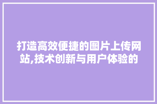 打造高效便捷的图片上传网站,技术创新与用户体验的双赢之路 打造高效便捷的图片上传网站,技术创新与用户体验的双赢之路 百度SEO