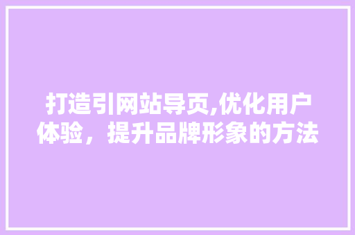 打造引网站导页,优化用户体验，提升品牌形象的方法
