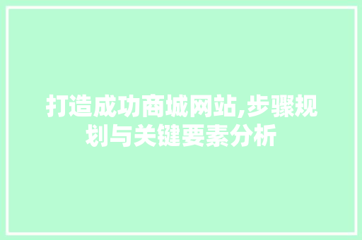 打造成功商城网站,步骤规划与关键要素分析