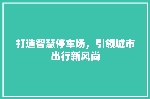 打造智慧停车场，引领城市出行新风尚