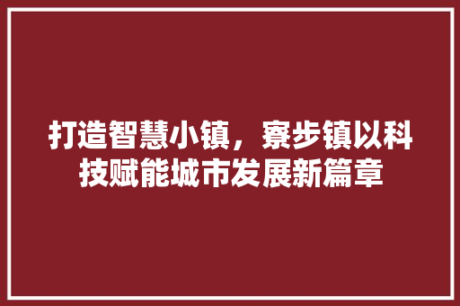 打造智慧小镇，寮步镇以科技赋能城市发展新篇章 打造智慧小镇，寮步镇以科技赋能城市发展新篇章 搜狗SEO