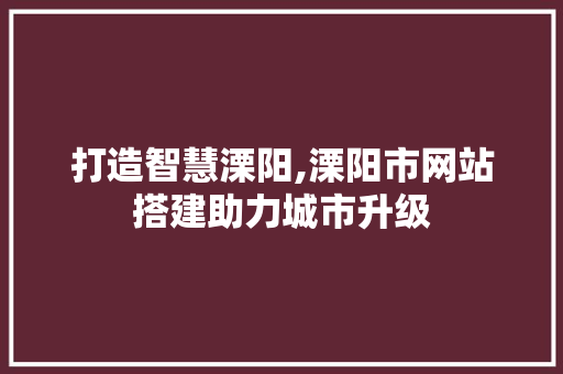 打造智慧溧阳,溧阳市网站搭建助力城市升级
