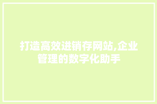 打造高效进销存网站,企业管理的数字化助手