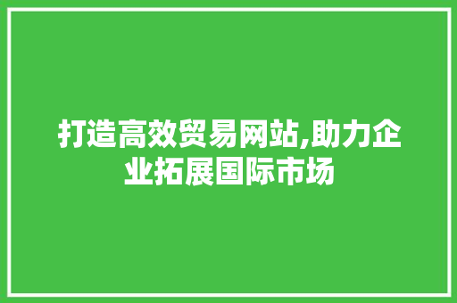 打造高效贸易网站,助力企业拓展国际市场 打造高效贸易网站,助力企业拓展国际市场 神马SEO