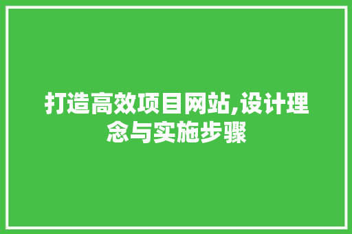 打造高效项目网站,设计理念与实施步骤 打造高效项目网站,设计理念与实施步骤 百度SEO