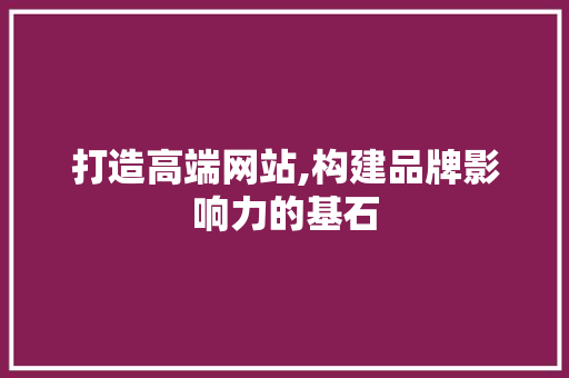 打造高端网站,构建品牌影响力的基石 打造高端网站,构建品牌影响力的基石 神马SEO