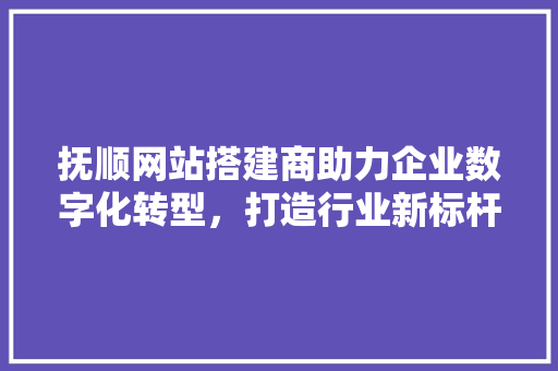抚顺网站搭建商助力企业数字化转型，打造行业新标杆