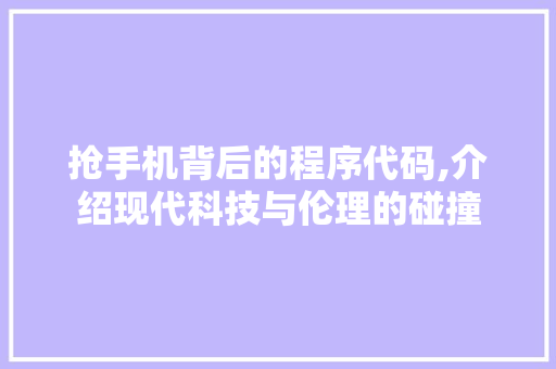 抢手机背后的程序代码,介绍现代科技与伦理的碰撞 抢手机背后的程序代码,介绍现代科技与伦理的碰撞 必应SEO