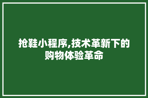 抢鞋小程序,技术革新下的购物体验革命 抢鞋小程序,技术革新下的购物体验革命 神马SEO