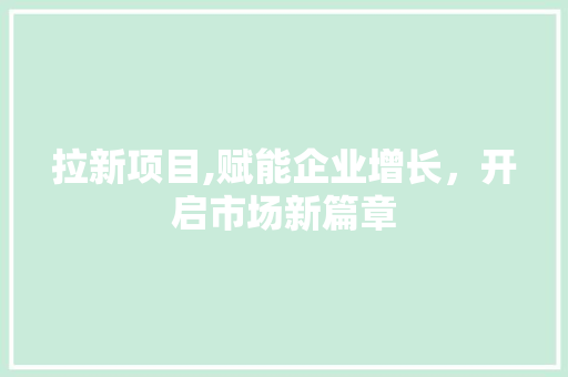 拉新项目,赋能企业增长，开启市场新篇章 拉新项目,赋能企业增长，开启市场新篇章 神马SEO