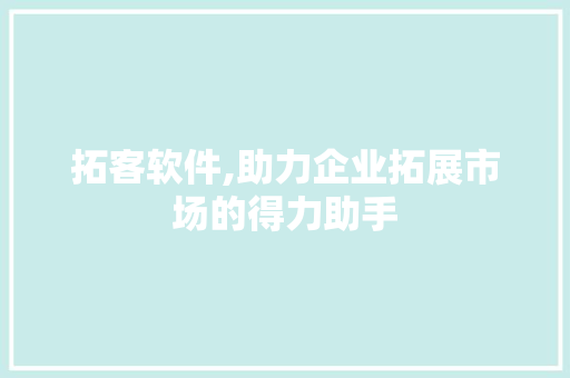 拓客软件,助力企业拓展市场的得力助手 拓客软件,助力企业拓展市场的得力助手 必应SEO