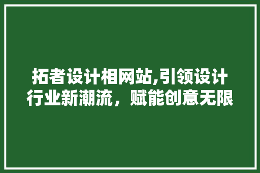 拓者设计相网站,引领设计行业新潮流，赋能创意无限可能 拓者设计相网站,引领设计行业新潮流，赋能创意无限可能 神马SEO