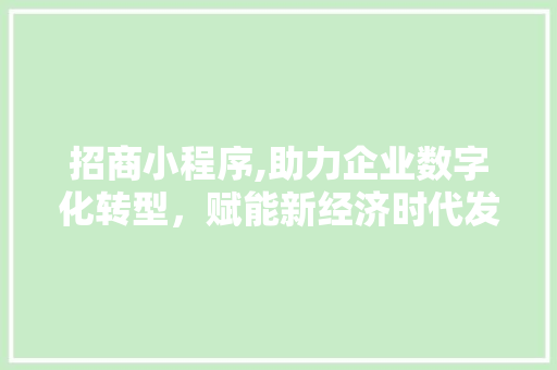 招商小程序,助力企业数字化转型，赋能新经济时代发展 招商小程序,助力企业数字化转型，赋能新经济时代发展 百度SEO