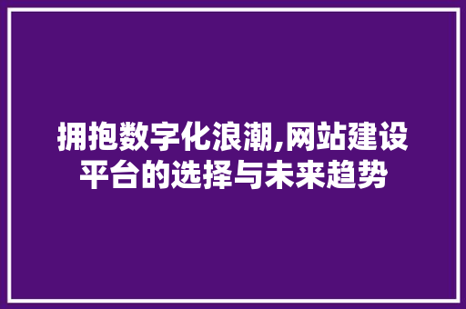 拥抱数字化浪潮,网站建设平台的选择与未来趋势 拥抱数字化浪潮,网站建设平台的选择与未来趋势 神马SEO