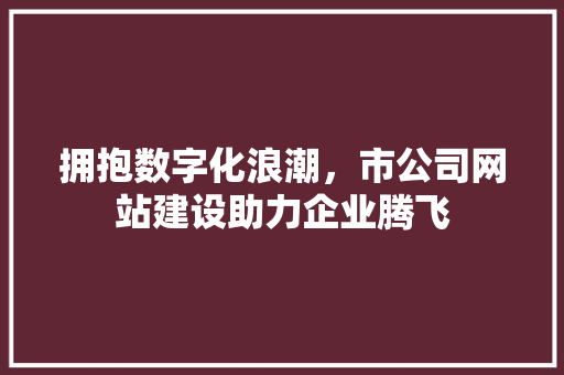 拥抱数字化浪潮，市公司网站建设助力企业腾飞 拥抱数字化浪潮，市公司网站建设助力企业腾飞 神马SEO