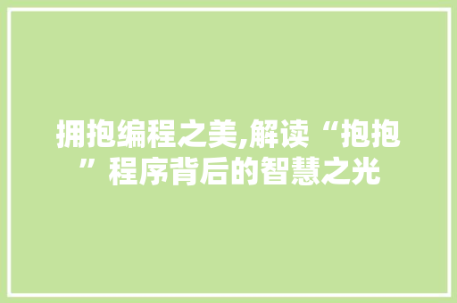 拥抱编程之美,解读“抱抱”程序背后的智慧之光 拥抱编程之美,解读“抱抱”程序背后的智慧之光 SEO关键词