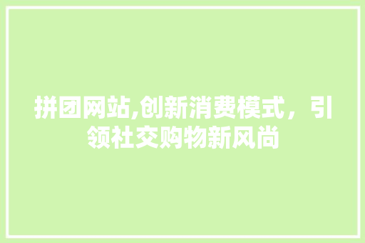 拼团网站,创新消费模式，引领社交购物新风尚 拼团网站,创新消费模式，引领社交购物新风尚 必应SEO