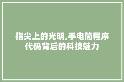 指尖上的光明,手电筒程序代码背后的科技魅力 指尖上的光明,手电筒程序代码背后的科技魅力 搜狗SEO