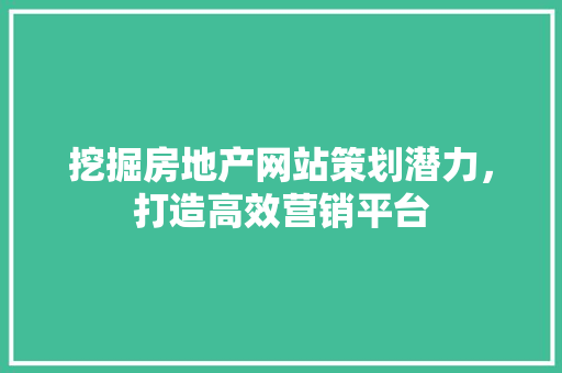 挖掘房地产网站策划潜力，打造高效营销平台 挖掘房地产网站策划潜力，打造高效营销平台 百度SEO