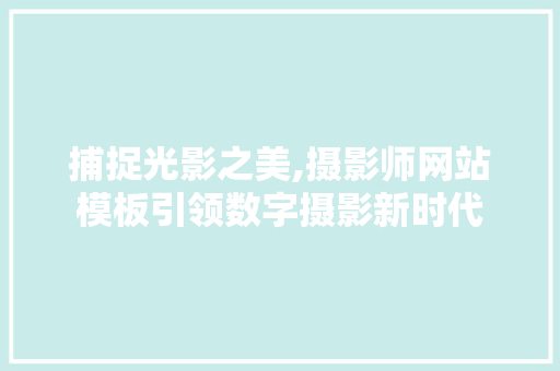捕捉光影之美,摄影师网站模板引领数字摄影新时代 捕捉光影之美,摄影师网站模板引领数字摄影新时代 SEO关键词