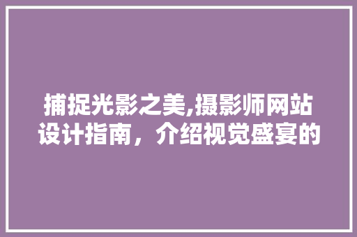 捕捉光影之美,摄影师网站设计指南，介绍视觉盛宴的秘钥 捕捉光影之美,摄影师网站设计指南，介绍视觉盛宴的秘钥 SEO关键词