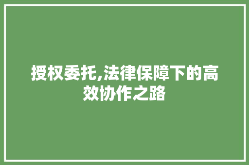 授权委托,法律保障下的高效协作之路 授权委托,法律保障下的高效协作之路 百度SEO