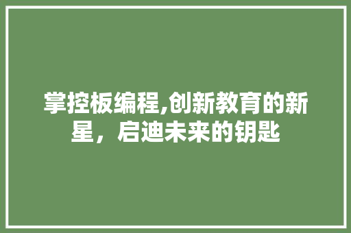 掌控板编程,创新教育的新星，启迪未来的钥匙 掌控板编程,创新教育的新星，启迪未来的钥匙 网站建设公司