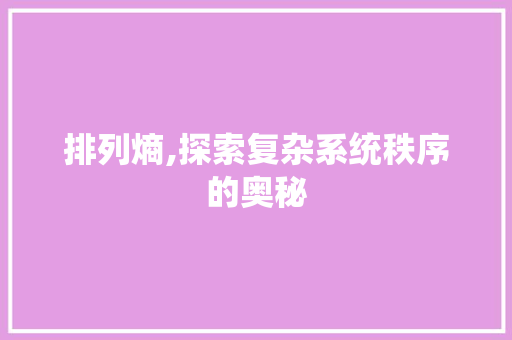 排列熵,探索复杂系统秩序的奥秘 百度SEO 排列熵,探索复杂系统秩序的奥秘 排列熵,探索复杂系统秩序的奥秘 百度SEO