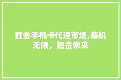 掘金手机卡代理市场,商机无限，掘金未来 掘金手机卡代理市场,商机无限，掘金未来 必应SEO