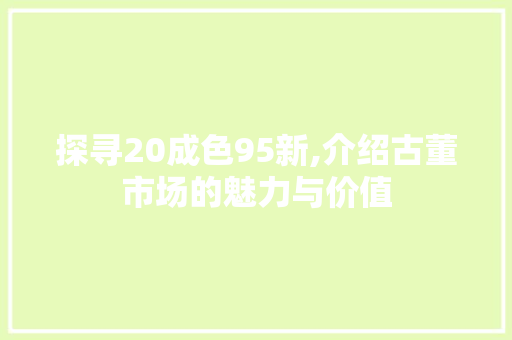 探寻20成色95新,介绍古董市场的魅力与价值 探寻20成色95新,介绍古董市场的魅力与价值 搜狗SEO