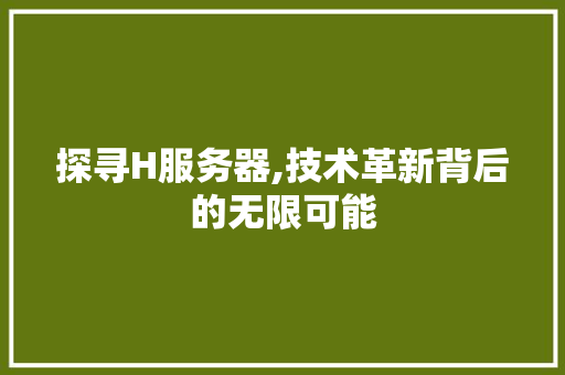 探寻H服务器,技术革新背后的无限可能 探寻H服务器,技术革新背后的无限可能 必应SEO