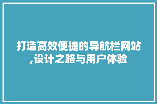 打造高效便捷的导航栏网站,设计之路与用户体验