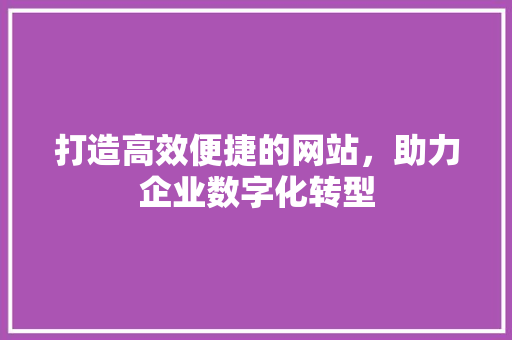 打造高效便捷的网站，助力企业数字化转型
