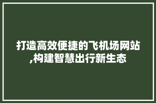 打造高效便捷的飞机场网站,构建智慧出行新生态