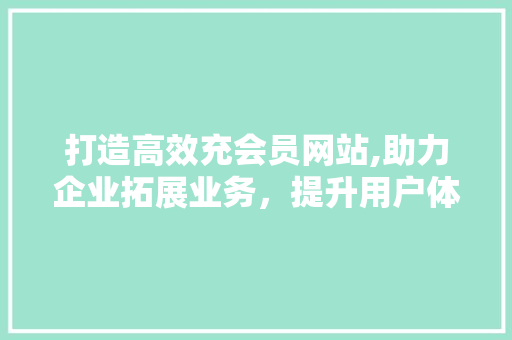 打造高效充会员网站,助力企业拓展业务，提升用户体验