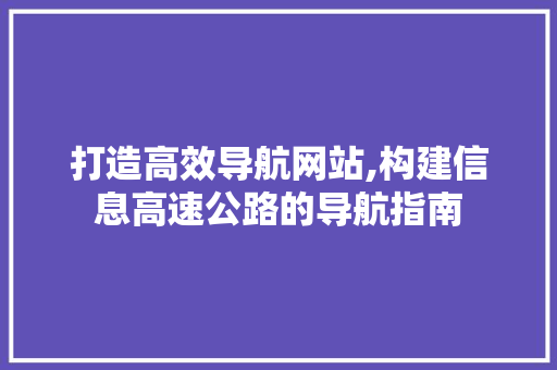打造高效导航网站,构建信息高速公路的导航指南