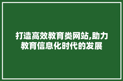 打造高效教育类网站,助力教育信息化时代的发展