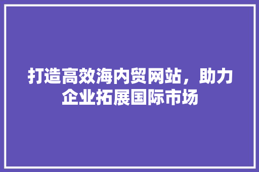 打造高效海内贸网站，助力企业拓展国际市场
