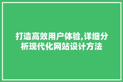 打造高效用户体验,详细分析现代化网站设计方法